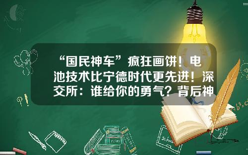 “国民神车”疯狂画饼！电池技术比宁德时代更先进！深交所：谁给你的勇气？背后神秘资本现身，大有来头-2015国民技术多少钱
