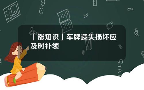 「涨知识」车牌遗失损坏应及时补领