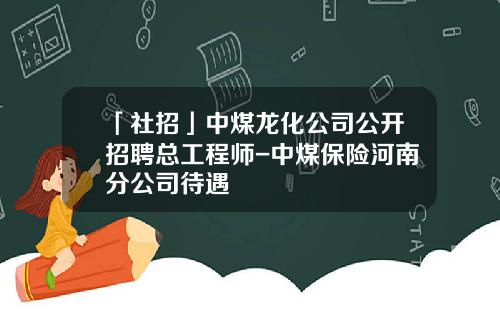 「社招」中煤龙化公司公开招聘总工程师-中煤保险河南分公司待遇