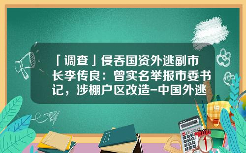 「调查」侵吞国资外逃副市长李传良：曾实名举报市委书记，涉棚户区改造-中国外逃贪官卷走多少钱