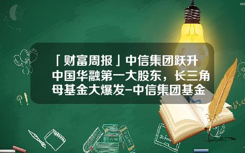 「财富周报」中信集团跃升中国华融第一大股东，长三角母基金大爆发-中信集团基金
