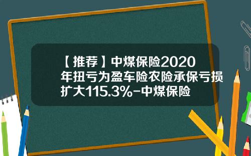 【推荐】中煤保险2020年扭亏为盈车险农险承保亏损扩大115.3%-中煤保险公司董事长