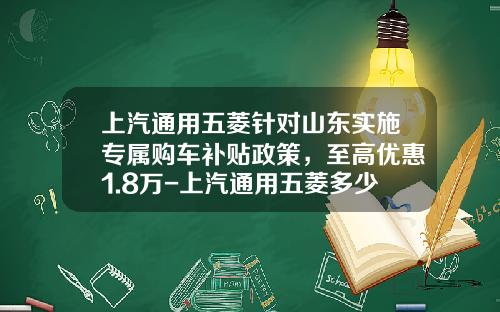 上汽通用五菱针对山东实施专属购车补贴政策，至高优惠1.8万-上汽通用五菱多少钱590【新闻】
