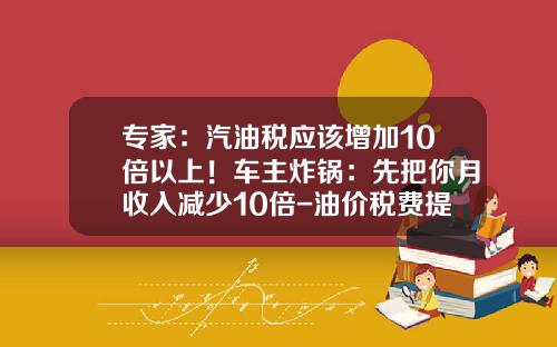 专家：汽油税应该增加10倍以上！车主炸锅：先把你月收入减少10倍-油价税费提高增加税收多少收入【新闻】.