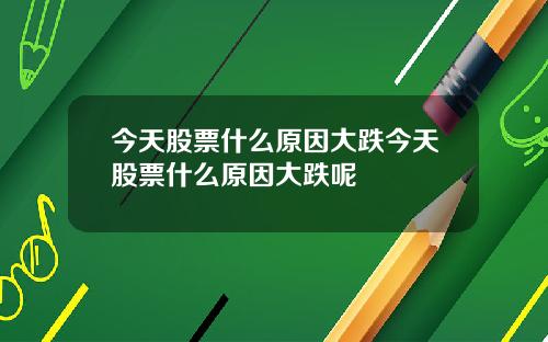今天股票什么原因大跌今天股票什么原因大跌呢