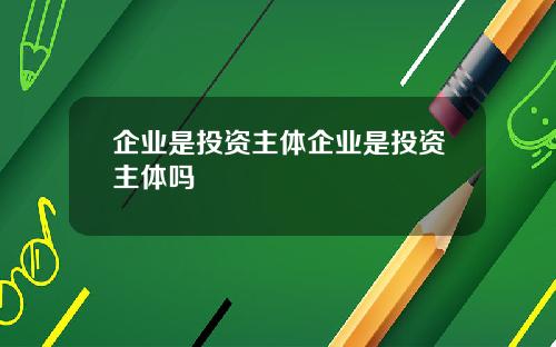 企业是投资主体企业是投资主体吗