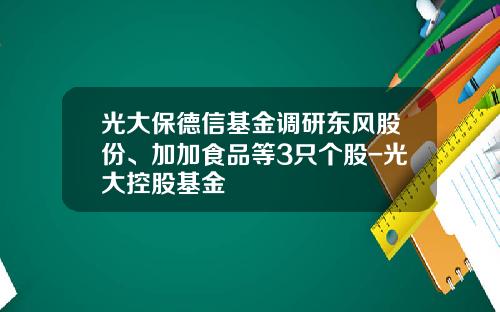 光大保德信基金调研东风股份、加加食品等3只个股-光大控股基金