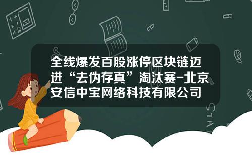 全线爆发百股涨停区块链迈进“去伪存真”淘汰赛-北京安信中宝网络科技有限公司