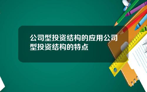 公司型投资结构的应用公司型投资结构的特点