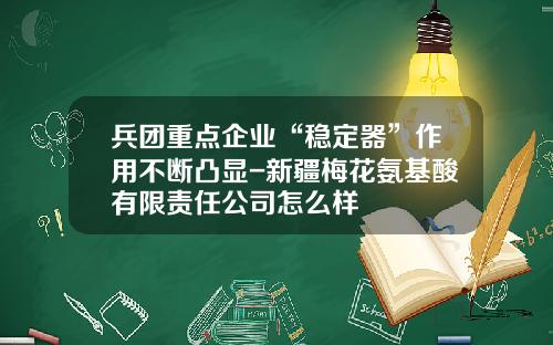 兵团重点企业“稳定器”作用不断凸显-新疆梅花氨基酸有限责任公司怎么样