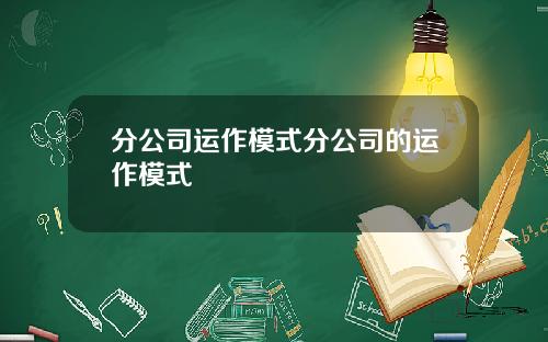 分公司运作模式分公司的运作模式