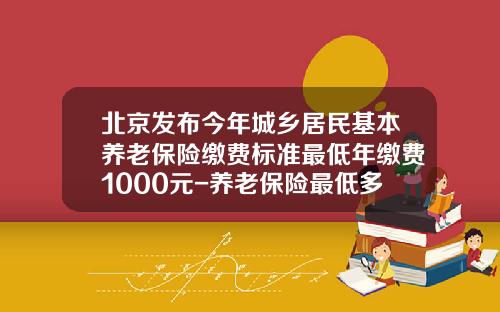 北京发布今年城乡居民基本养老保险缴费标准最低年缴费1000元-养老保险最低多少钱