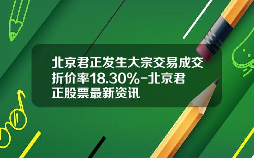 北京君正发生大宗交易成交折价率18.30%-北京君正股票最新资讯