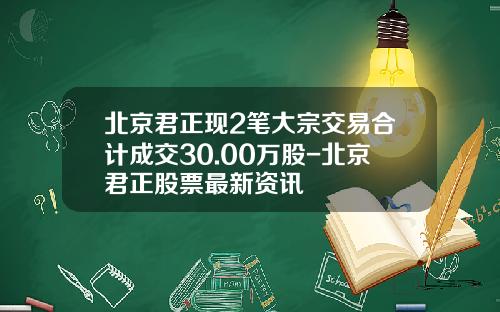 北京君正现2笔大宗交易合计成交30.00万股-北京君正股票最新资讯