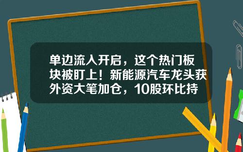 单边流入开启，这个热门板块被盯上！新能源汽车龙头获外资大笔加仓，10股环比持股数翻倍（附股）-股票资讯加微信