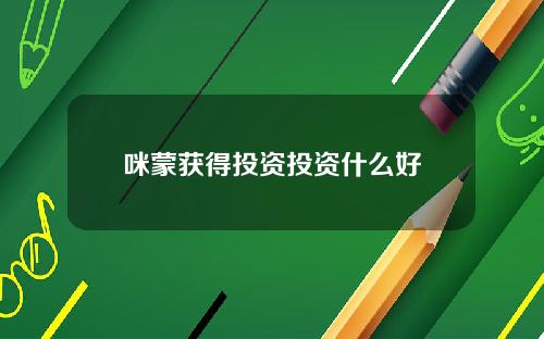 咪蒙获得投资投资什么好