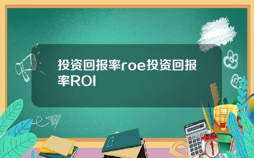 投资回报率roe投资回报率ROI