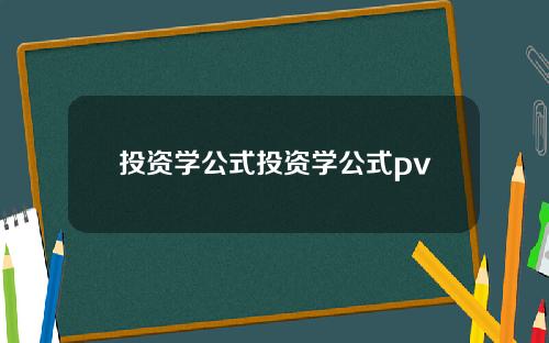 投资学公式投资学公式pv