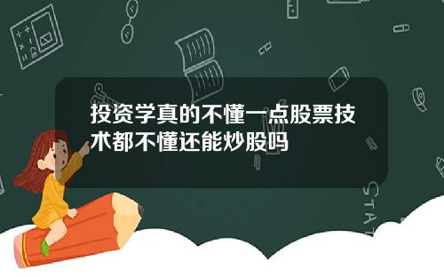 投资学真的不懂一点股票技术都不懂还能炒股吗