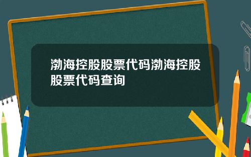 渤海控股股票代码渤海控股股票代码查询