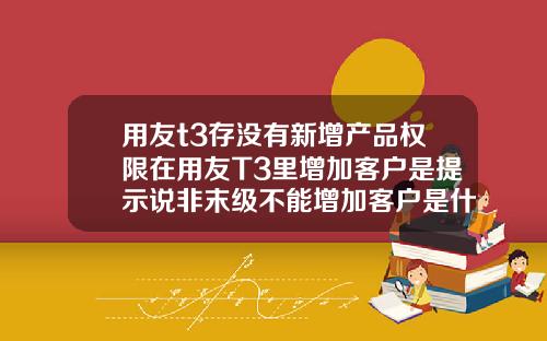 用友t3存没有新增产品权限在用友T3里增加客户是提示说非末级不能增加客户是什么原因