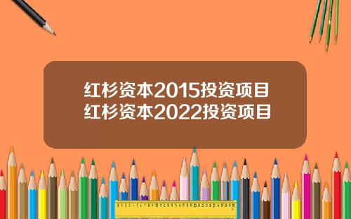 红杉资本2015投资项目红杉资本2022投资项目