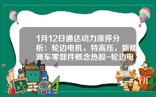 1月12日通达动力涨停分析：轮边电机，特高压，新能源车零部件概念热股-轮边电机上市公司【新闻】.