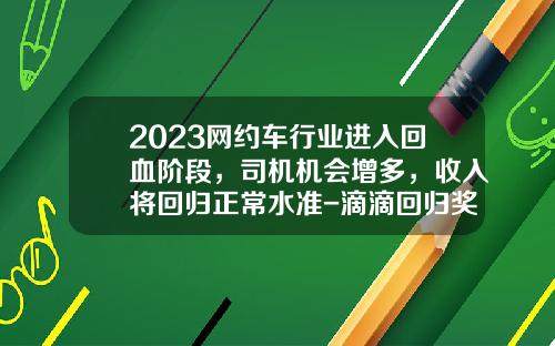 2023网约车行业进入回血阶段，司机机会增多，收入将回归正常水准-滴滴回归奖励多少天