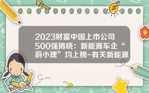 2023财富中国上市公司500强揭晓：新能源车企“蔚小理”均上榜-有关新能源的公司