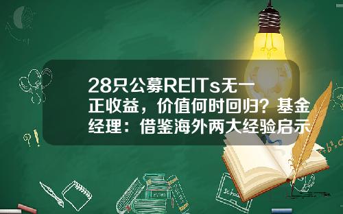 28只公募REITs无一正收益，价值何时回归？基金经理：借鉴海外两大经验启示！-科方基金