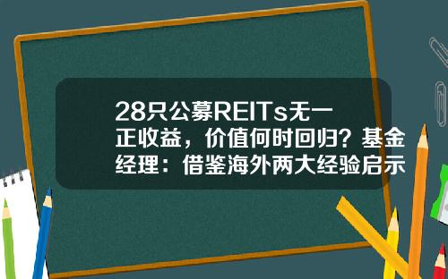 28只公募REITs无一正收益，价值何时回归？基金经理：借鉴海外两大经验启示！-美国国家基金
