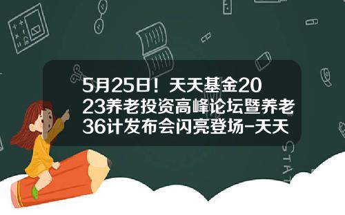 5月25日！天天基金2023养老投资高峰论坛暨养老36计发布会闪亮登场-天天基金是干什么的