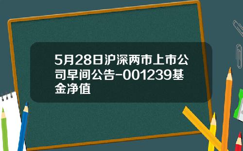 5月28日沪深两市上市公司早间公告-001239基金净值