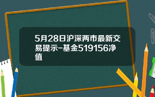 5月28日沪深两市最新交易提示-基金519156净值