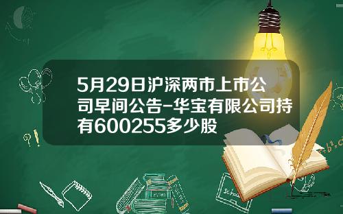 5月29日沪深两市上市公司早间公告-华宝有限公司持有600255多少股