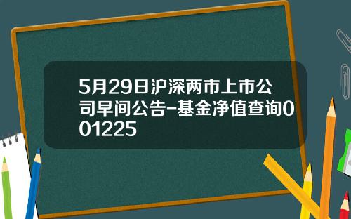 5月29日沪深两市上市公司早间公告-基金净值查询001225