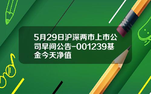 5月29日沪深两市上市公司早间公告-001239基金今天净值