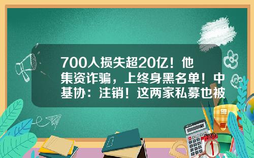 700人损失超20亿！他集资诈骗，上终身黑名单！中基协：注销！这两家私募也被罚-深圳市润石资产管理有限公司