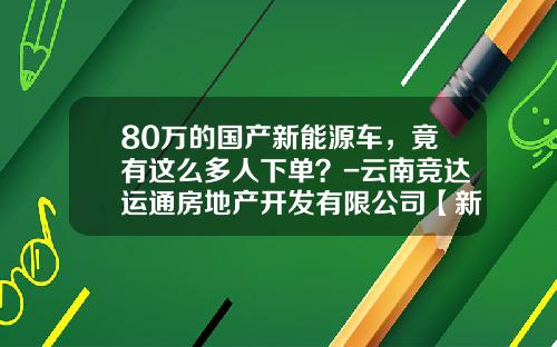 80万的国产新能源车，竟有这么多人下单？-云南竞达运通房地产开发有限公司【新闻】