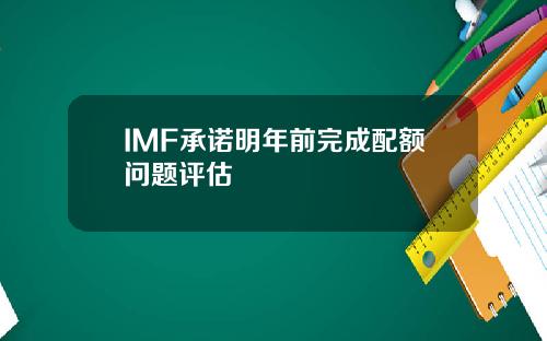 IMF承诺明年前完成配额问题评估