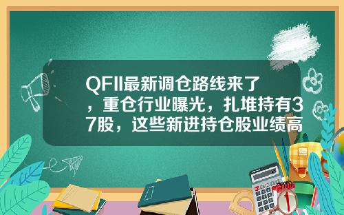 QFII最新调仓路线来了，重仓行业曝光，扎堆持有37股，这些新进持仓股业绩高增长（附名单）-股票持仓资讯提醒