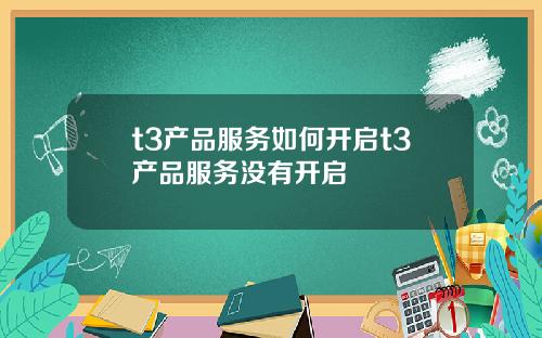t3产品服务如何开启t3产品服务没有开启