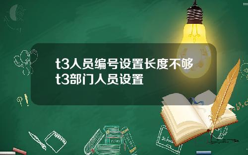 t3人员编号设置长度不够t3部门人员设置