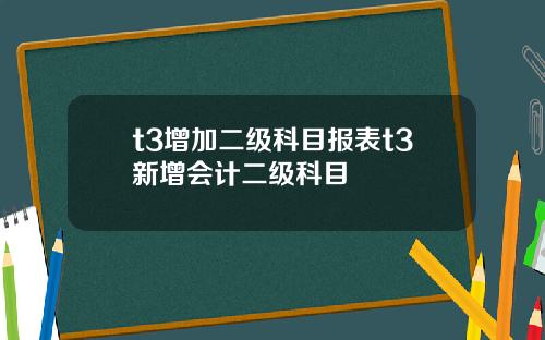 t3增加二级科目报表t3新增会计二级科目