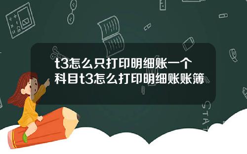 t3怎么只打印明细账一个科目t3怎么打印明细账账簿