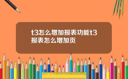 t3怎么增加报表功能t3报表怎么增加页