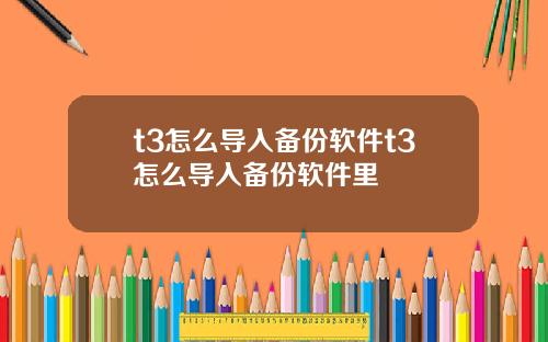 t3怎么导入备份软件t3怎么导入备份软件里