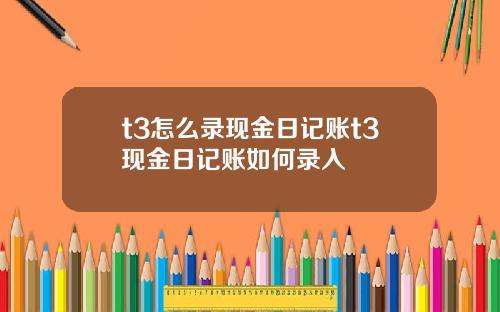 t3怎么录现金日记账t3现金日记账如何录入