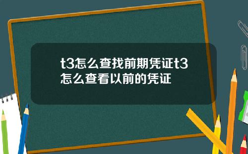 t3怎么查找前期凭证t3怎么查看以前的凭证