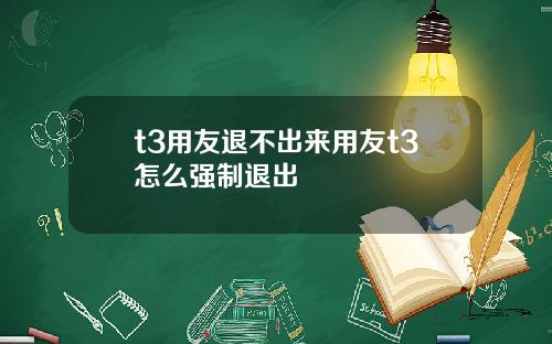 t3用友退不出来用友t3怎么强制退出